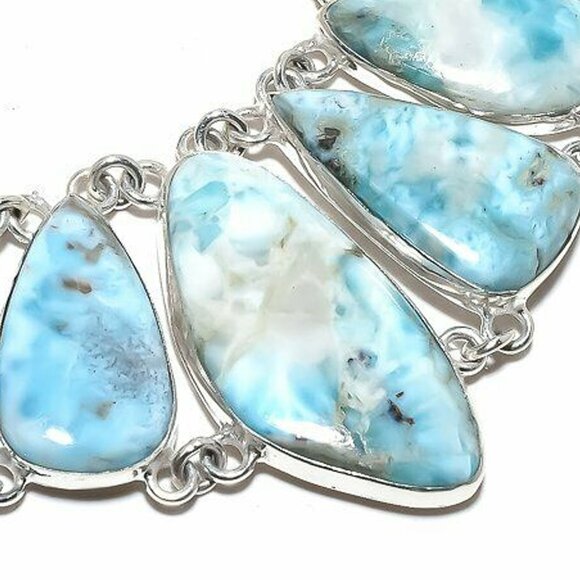 NEW - Caribbean Larimar Stone Sterling Adjustable Necklace - Picture 6 of 7